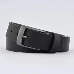 LB™ Men's Black Leather Belt - Premium Full Grain Leather Belt with Classic Buckle