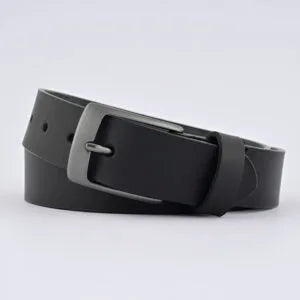 LB™ Men's Black Leather Belt - Premium Full Grain Leather Belt with Classic Buckle