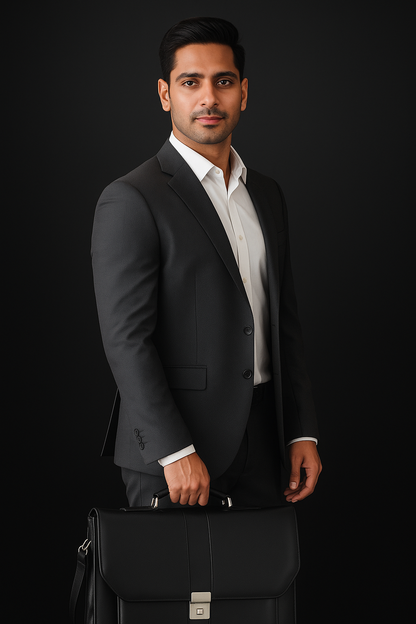 LB Classic Black Leather Office Bag – Handcrafted Executive Briefcase