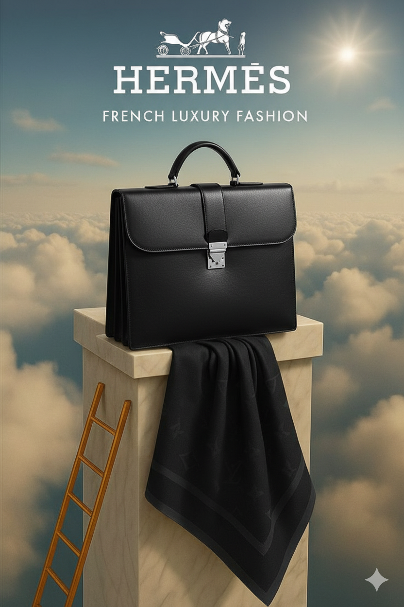 LB Classic Black Leather Office Bag – Handcrafted Executive Briefcase