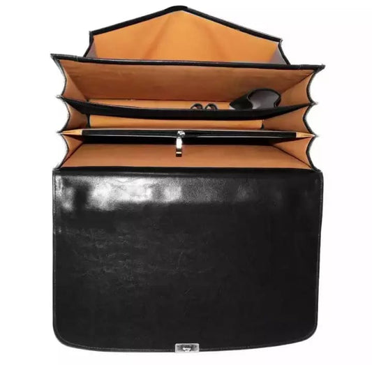 LB™ Leather Briefcase Laptop Bag Folder with Accessories Organizer (Genuine Leather, Pakistan)