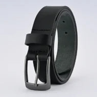 LB™ Men's Black Leather Belt - Premium Full Grain Leather Belt with Classic Buckle