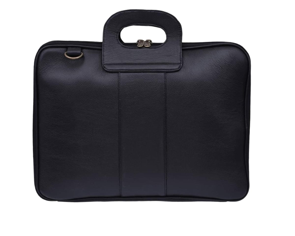 LB™ Genuine Leather Black Laptop Zip Sleeve – Slim & Protective Case